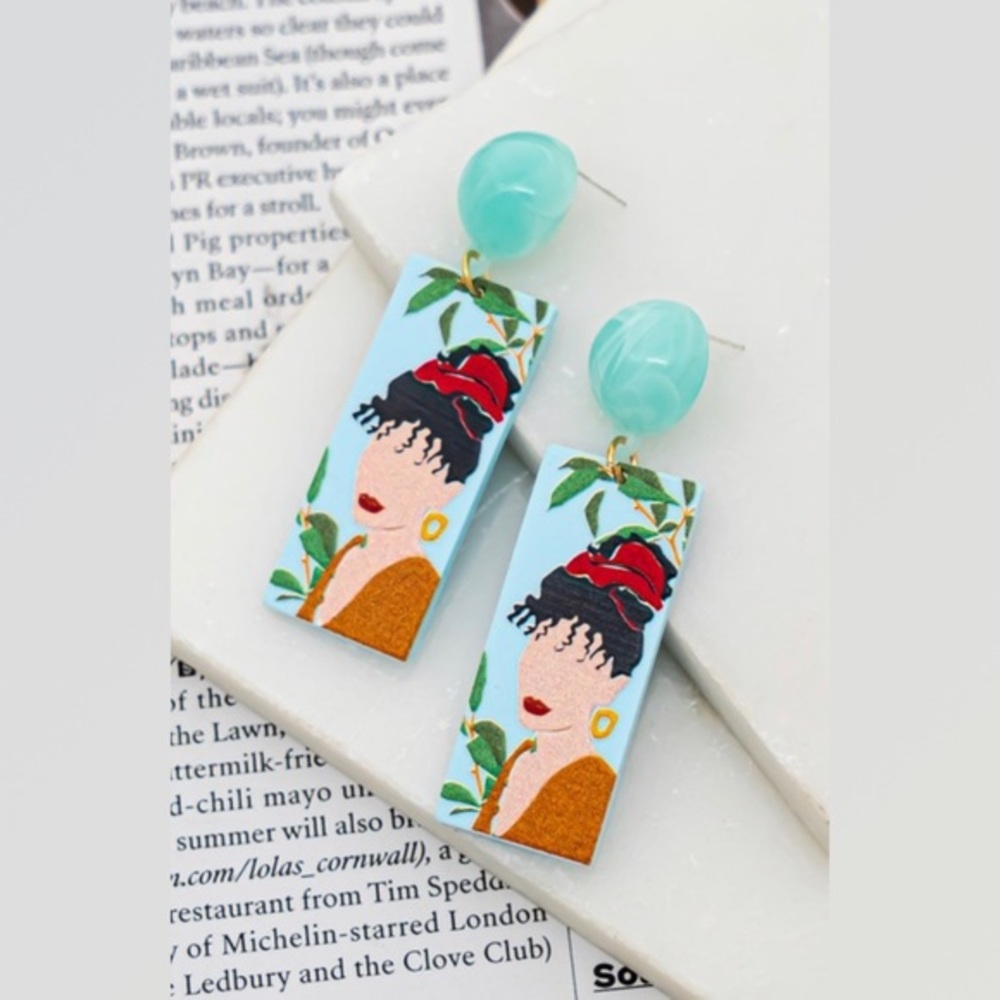 Rectangle portrait acrylic earrings
